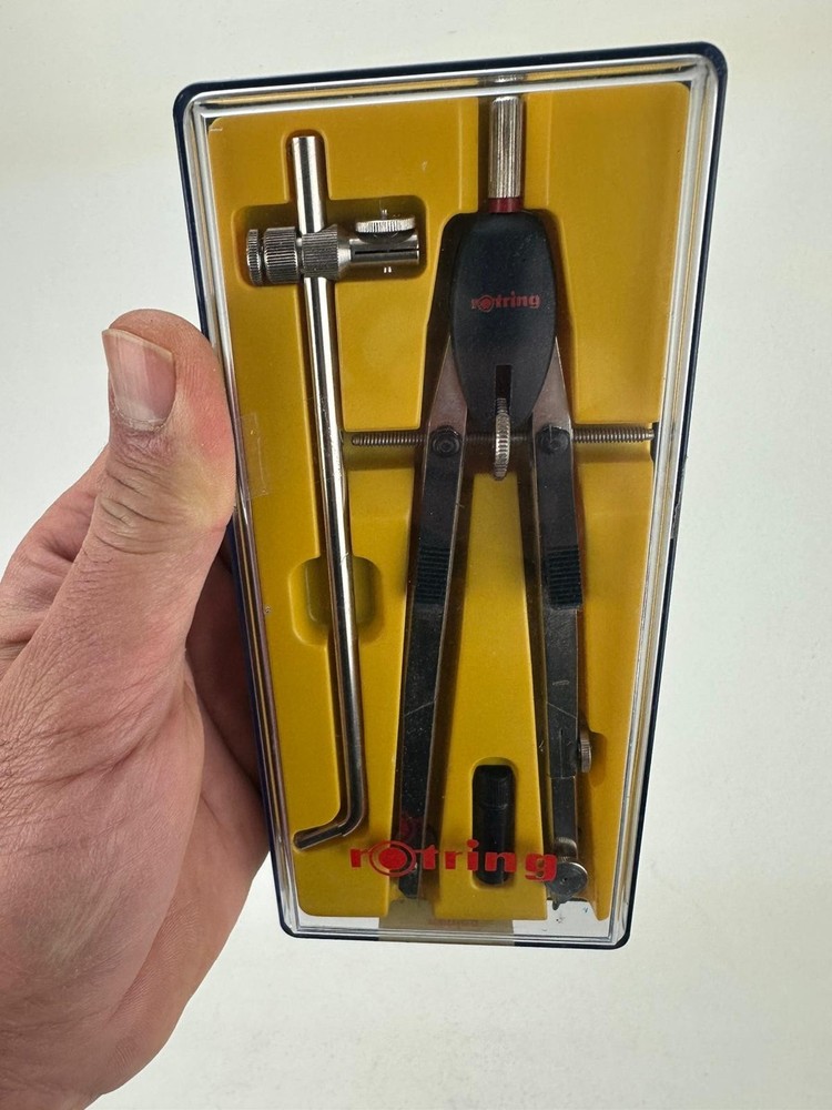 Precision Drafting Compass Set Rotring 530126 w/ Original Case Germany