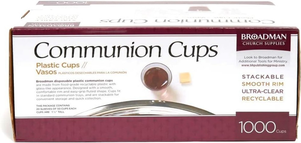 Church Communion Cups, Disposable Clear Plastic, 1000