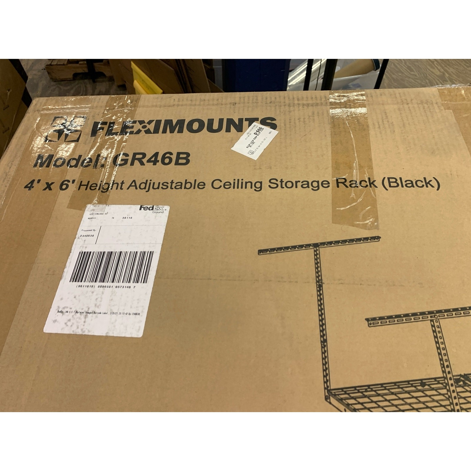 FLEXIMOUNTS 4'X6' Heavy Duty Overhead Adjustable Ceiling Storage GR46 - Black