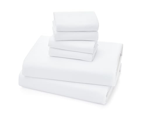 Sheets Set 6 Piece Cooling Bed Sheets with 4 Envelope Pillowcases King White