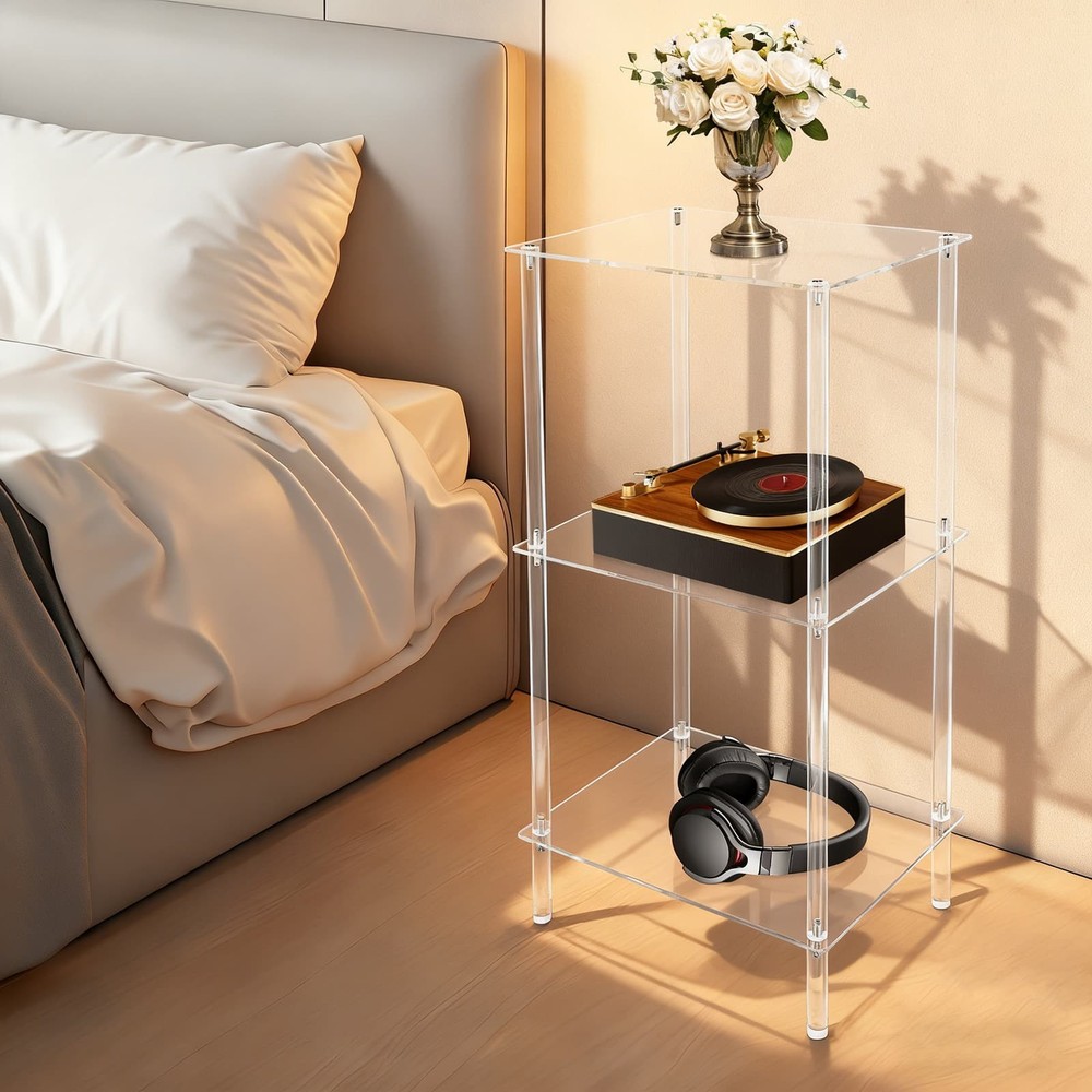 Acrylic Record Player Stand Clear Record Player Stand Rack Side Table/End Table