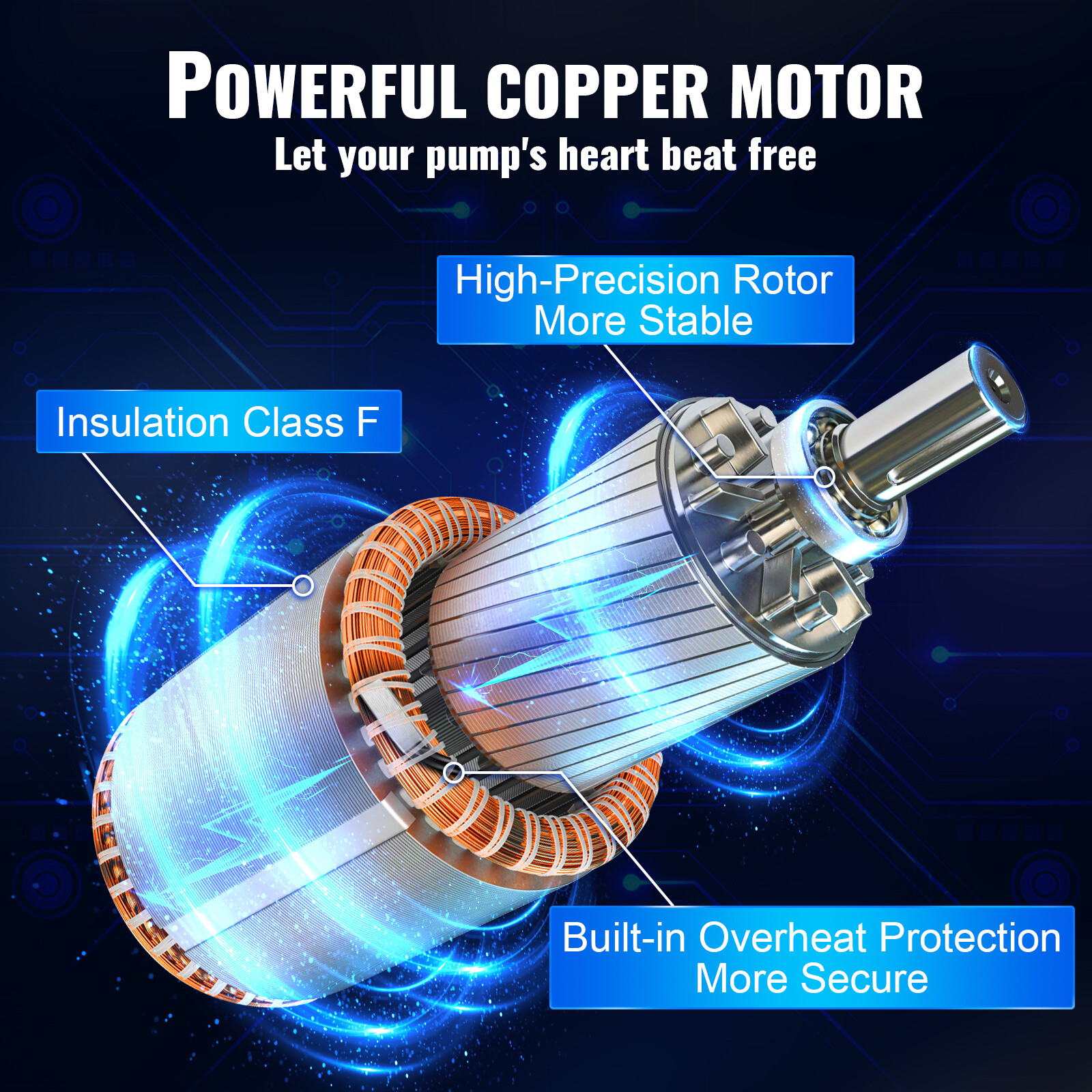 VEVOR 1HP 4” Deep Well Pump 37GPM Submersible Pump 207ft Stainless Steel 230V