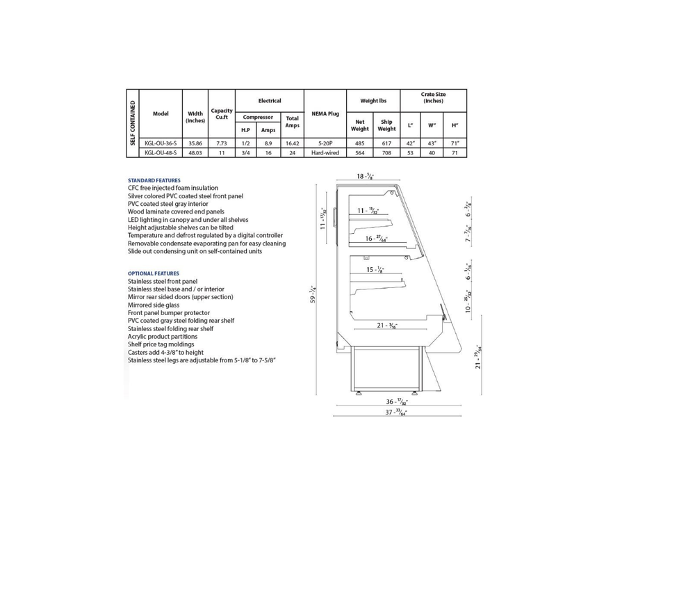 Hydra-Kool KGL-OU-48-S, 48" Over Under Display Case Floor Model