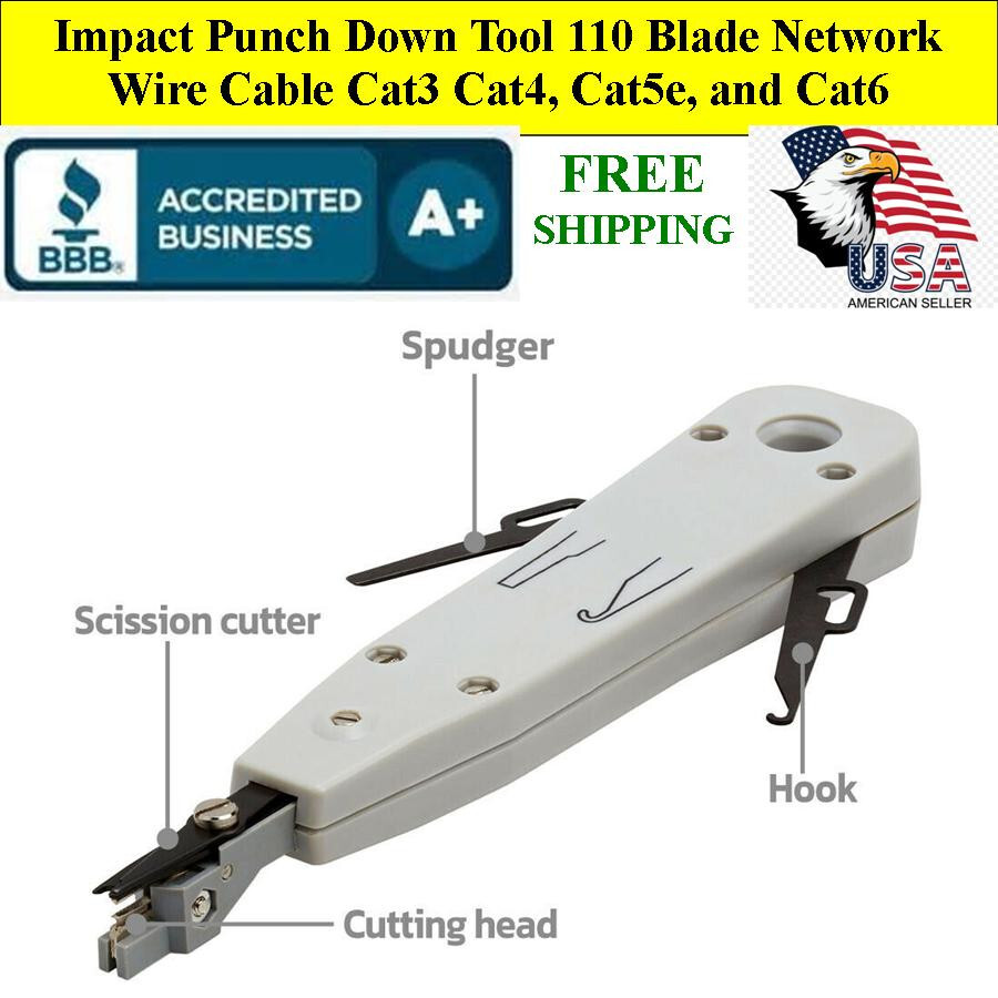 Impact Punch Down Tool 110 Blade Network Wire Cable Cat3 Cat4, Cat5e, and Cat6