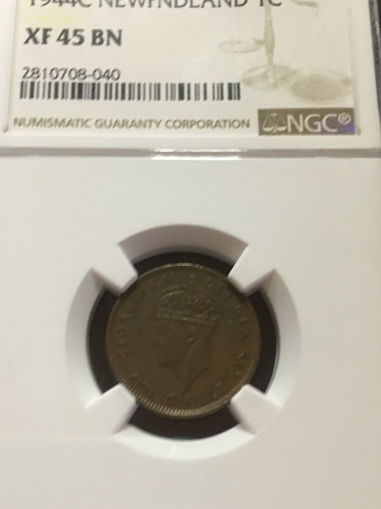 1944c NGC Graded Newfoundland Small Cent 1¢**EF-45** Cert# 040