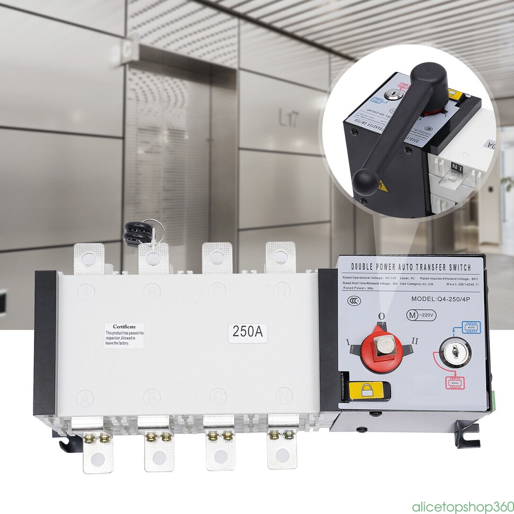 Industrial Automatic Transfer Switch Changeover Grid - AC Generator 250A 4 Pole