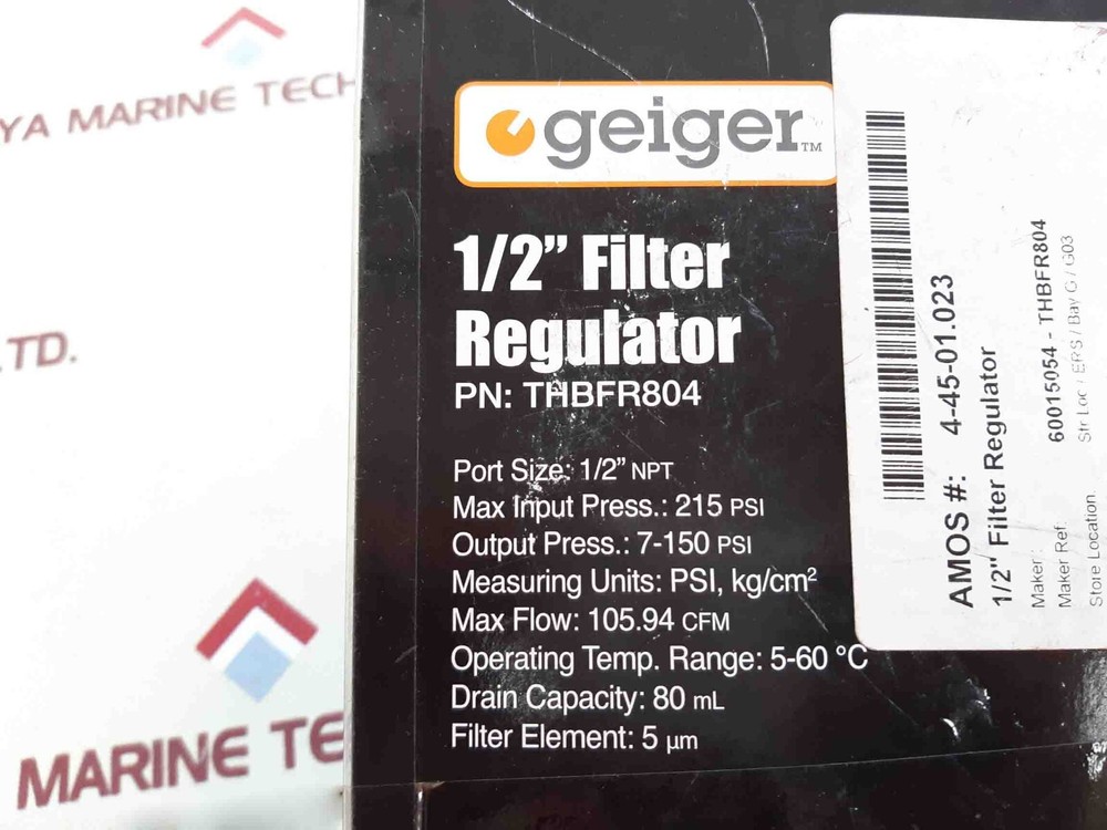 Geiger thbfr804 1/2" filter regulator