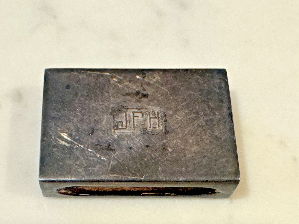 Sterling Silver Matchbox Case Rectangular Antique .925 Monogram JFH Grogan Co.
