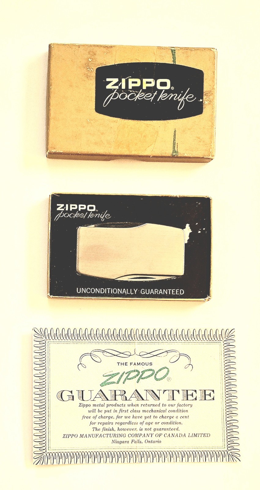 Vintage Zippo 2 Blade Pocket Knife File Advertising With Box