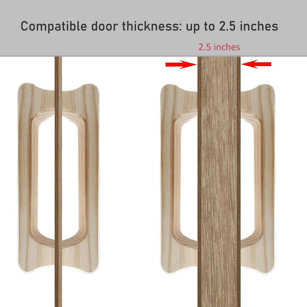 NUIBY Large Wooden Door Pull Handle, Solid Wood Handle for Inside
