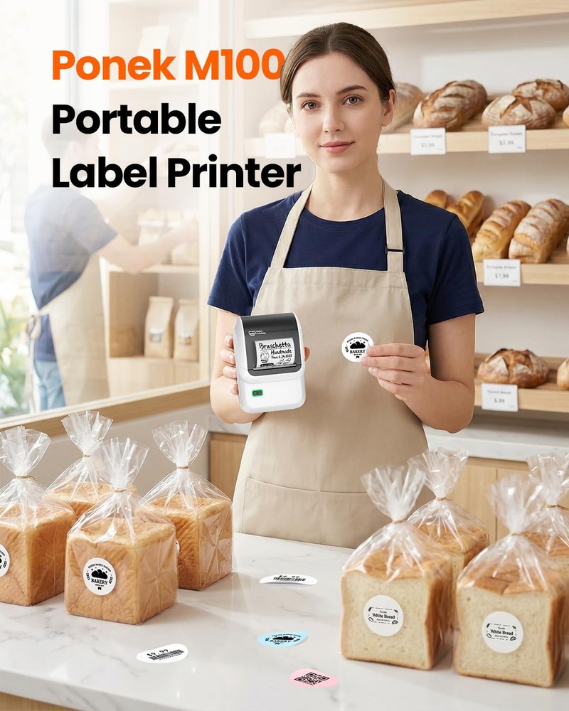 Label Maker Machine with 3 Tapes, M100 Bluetooth Label Printer, Versatile App...