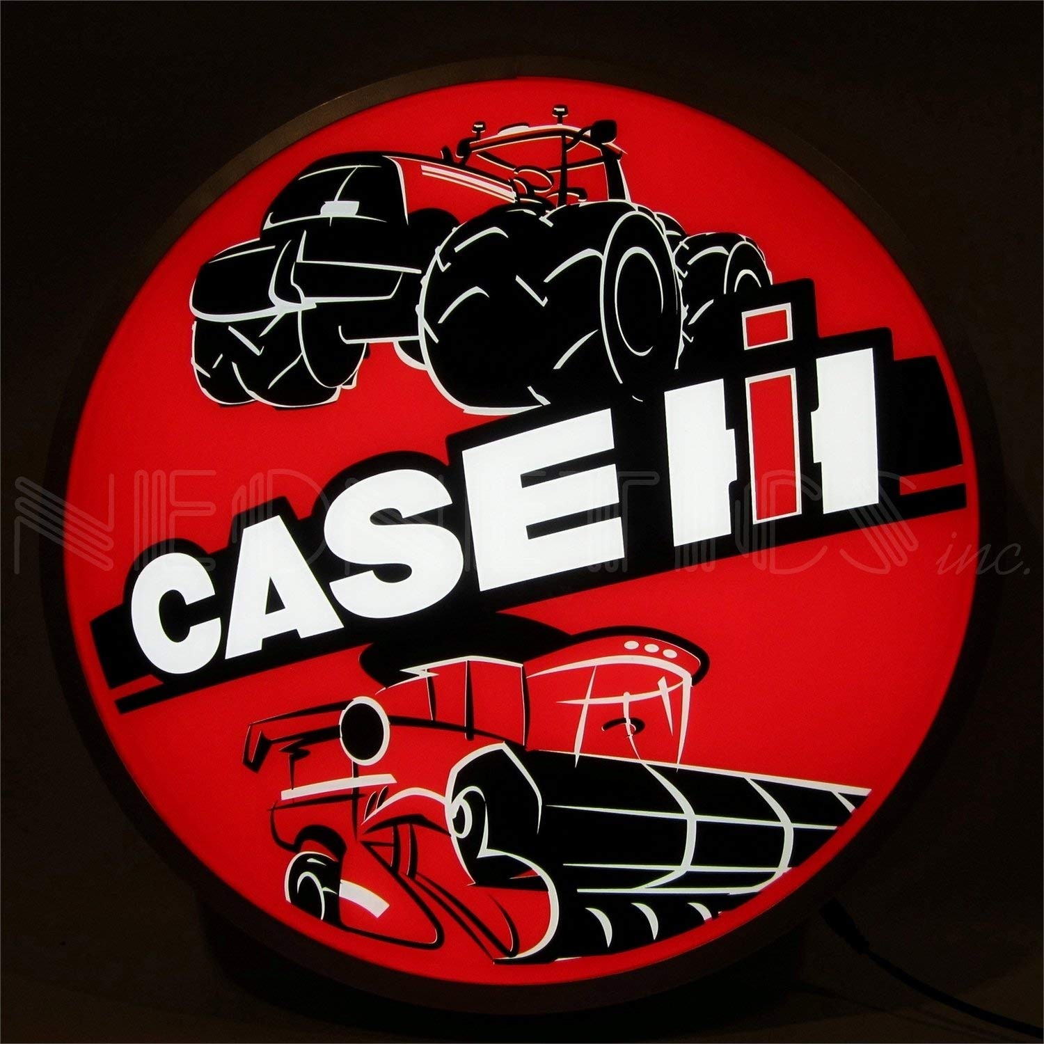 Neonetics 7CASE1 Backlit LED Lighted Round Sign Case IH 15 Diameter 4 Depth