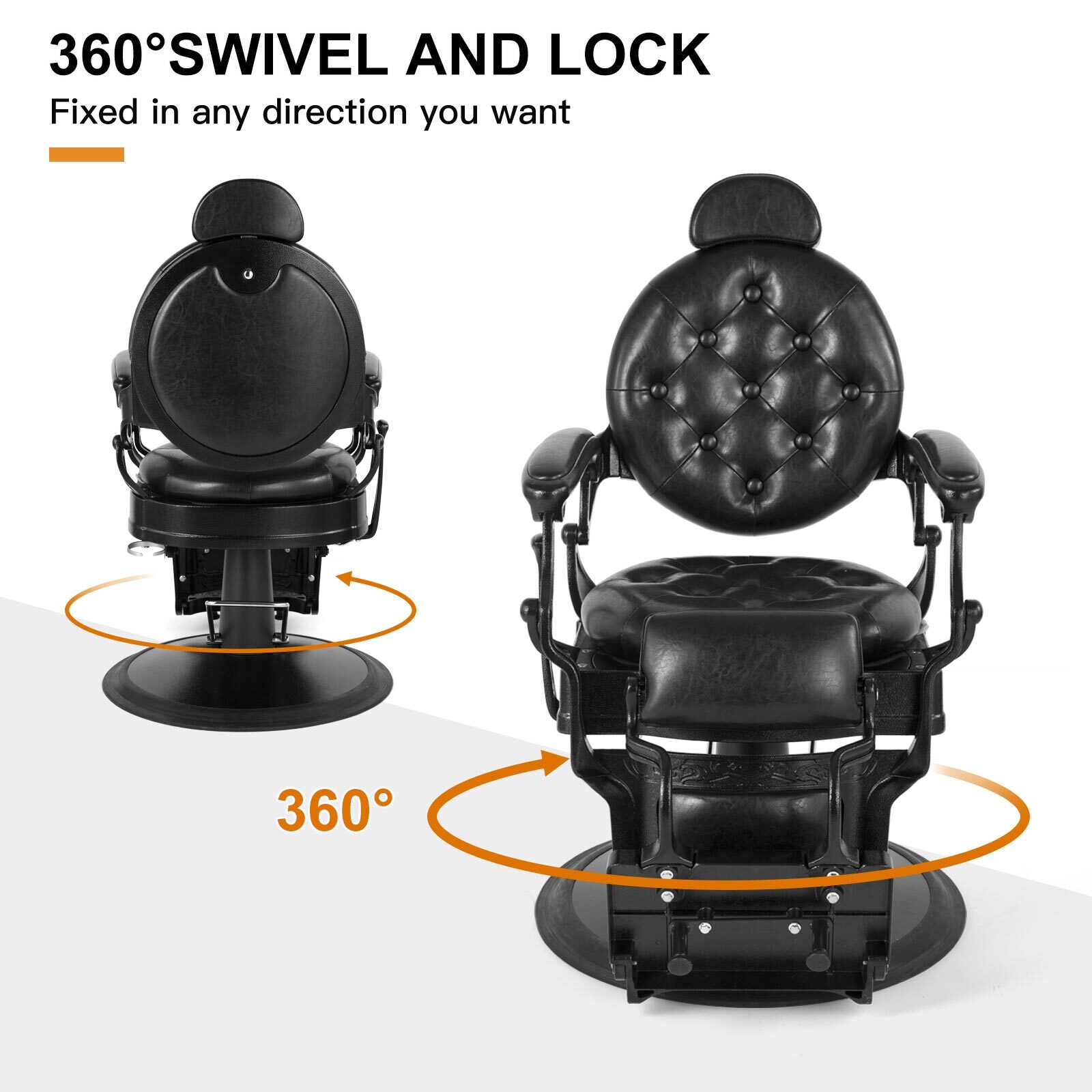 Vintage Black Heavy Duty Barber Chair Hydraulic Recline All Purpose Salon Beauty