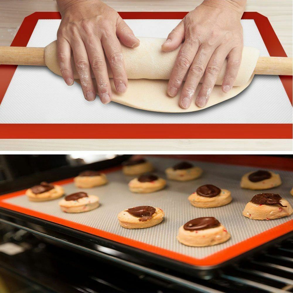 2 Pack Silicone Baking Mat Bakeware Oven Non Stick Cookie Tray Heat Resistant