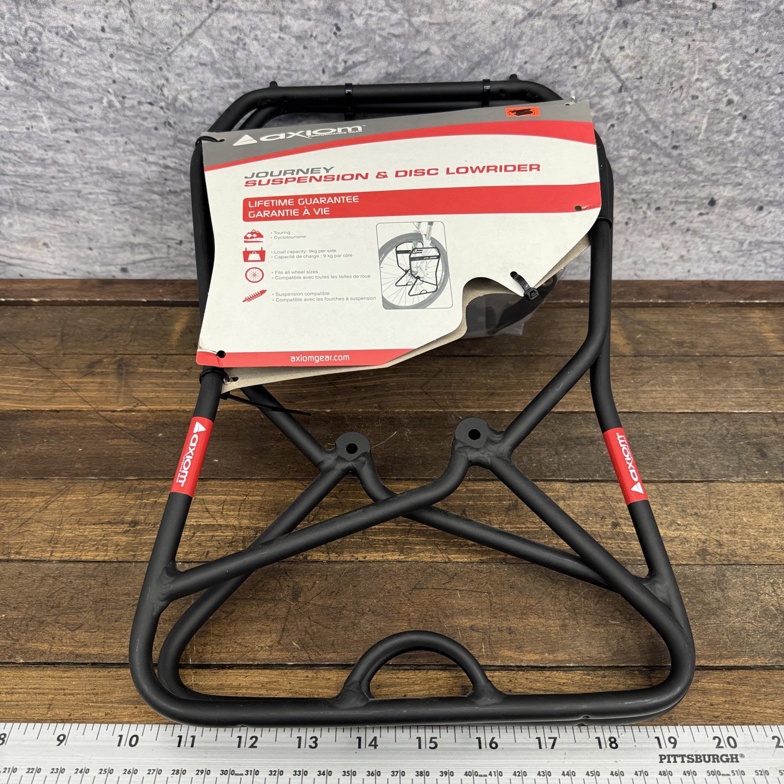 Axiom Journey Suspension Disc Lowrider Front Rack Black Alloy Bike Pannier Tour