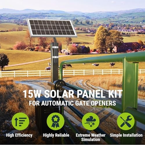 12V 10BB Solar Panel Automatic Gate Openers, Compatible with Mighty Mule, 15W