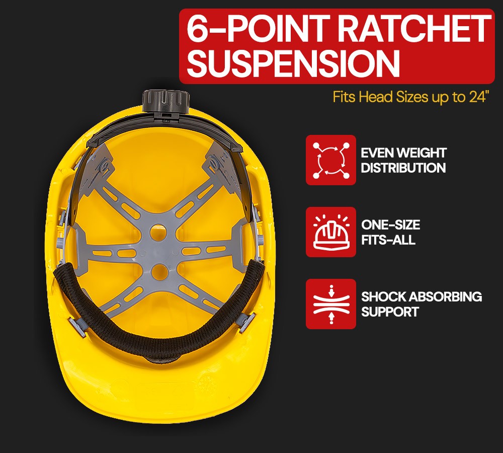 (5 Pack) Safety Helmet - Yellow (Type 1 ABS Material)