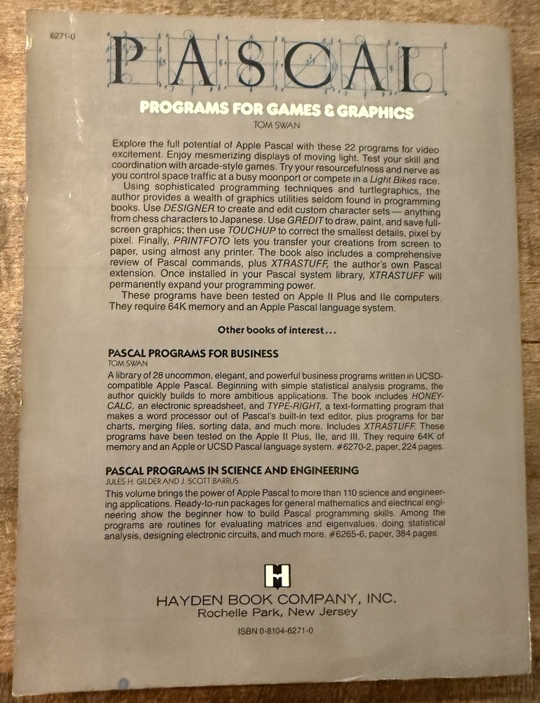 PASCAL Programs for Business in used PASCAL for the APPLE Tom Swan