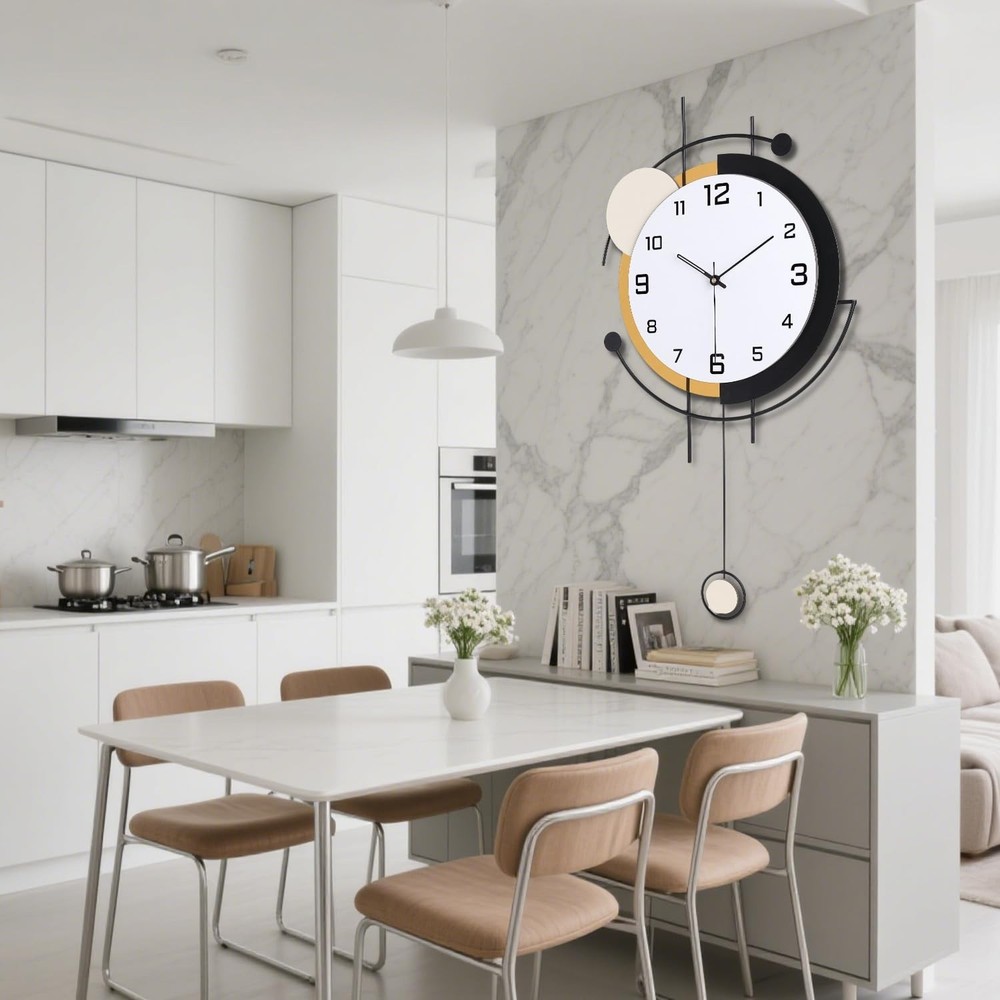 Dankeit Wall Clock with Pendulum,Silent Quality Quartz Battery Operated,Large...