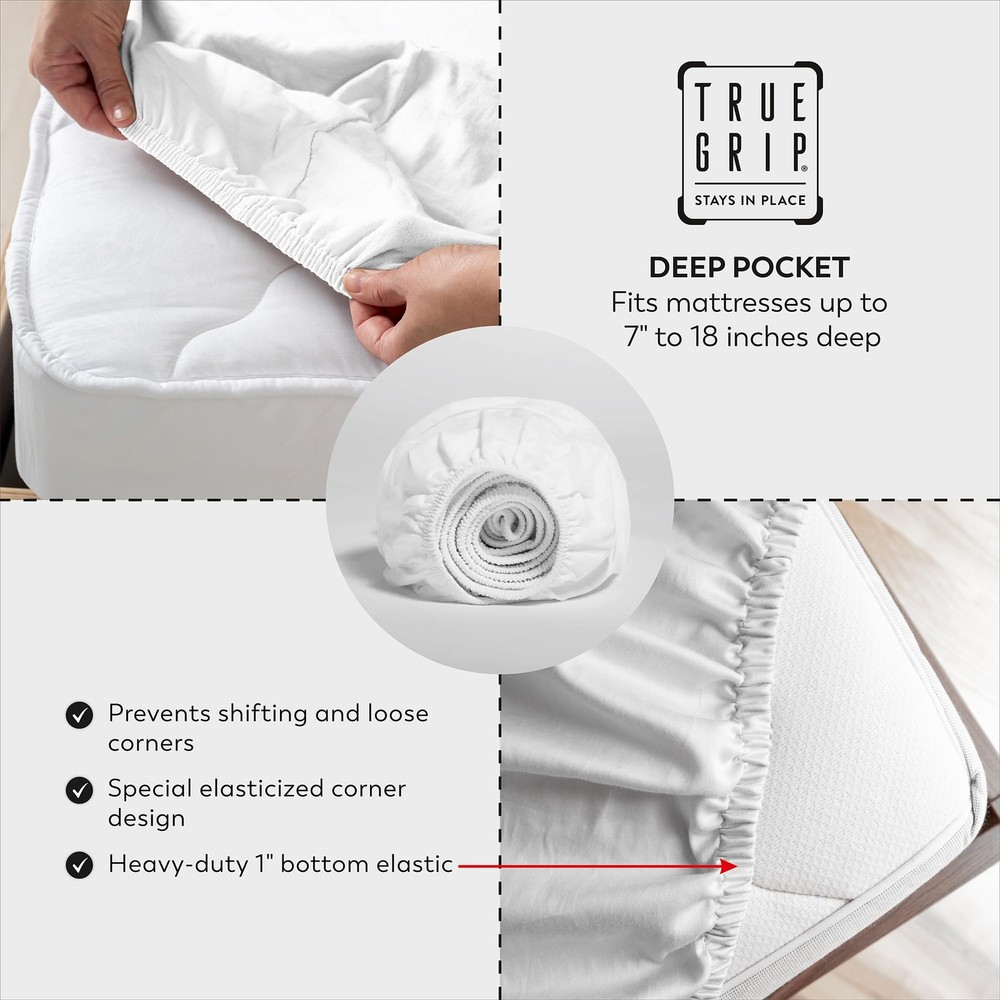 100% Cotton Sheets White Queen Bed 400 Thread Count Percale Weave Cooling She...