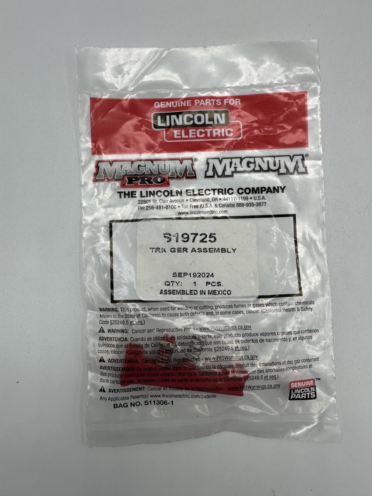 Lincoln Electric 9SS19725 TRIGGER ASBLY S19725, NEW, FREE SHIPPING!