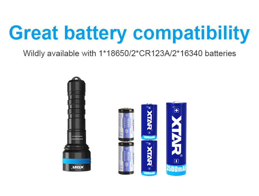 XTAR D06 1600 LED Force Beam Scuba Diving Flashlight Torch