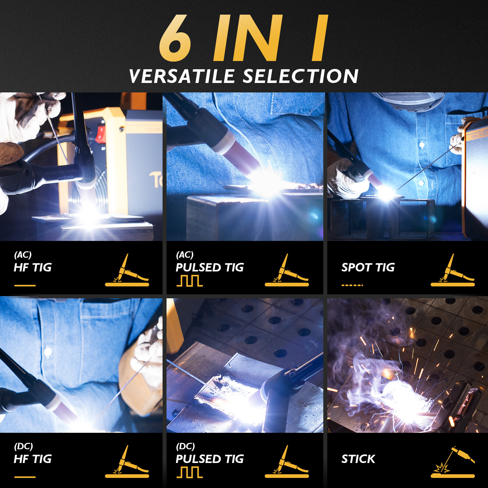 200A AC/DC TIG Welder with Pulse 110V/220V Aluminum Welder IGBT Inverter.