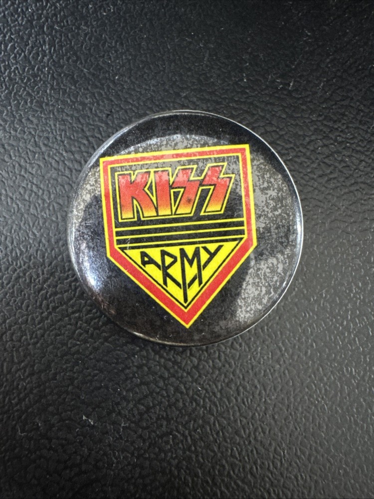 KISS Army 1977 Vintage Band Logo Button Pin Tour 3" Collectible