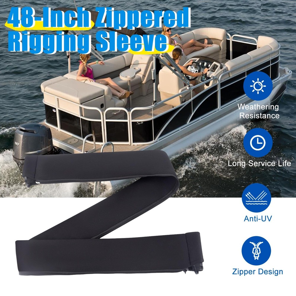 CNRAQR 2PCS 48" Zippered Rigging Sleeve for Trolling Motor Wire & Cords