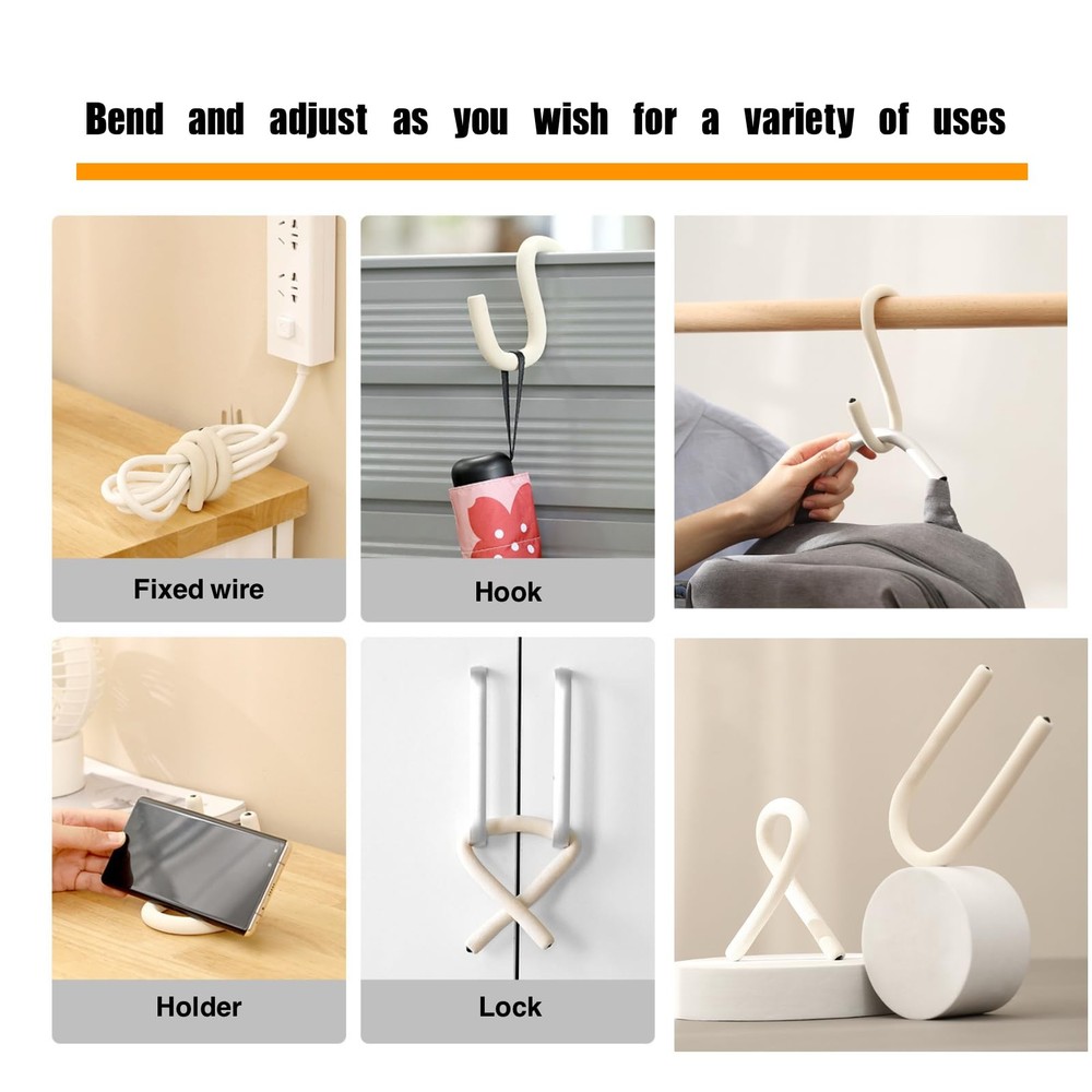 2 Pcs Multi-Function Utility Hooks for Hanging, Bendable Hanging Hooks for St...
