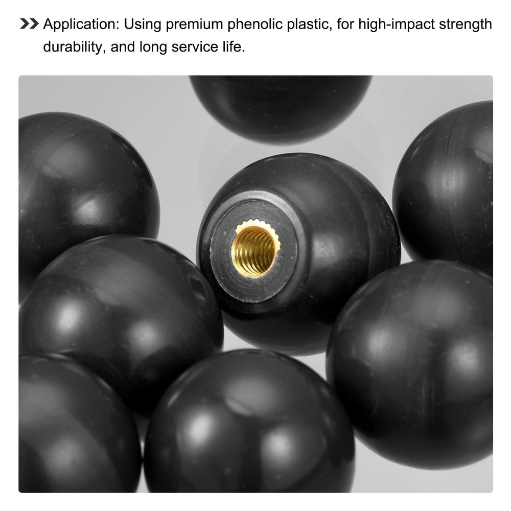 uxcell 6Pcs Threaded Ball Knobs, M6 Female Thread Thermoset M6x0.98'', Black