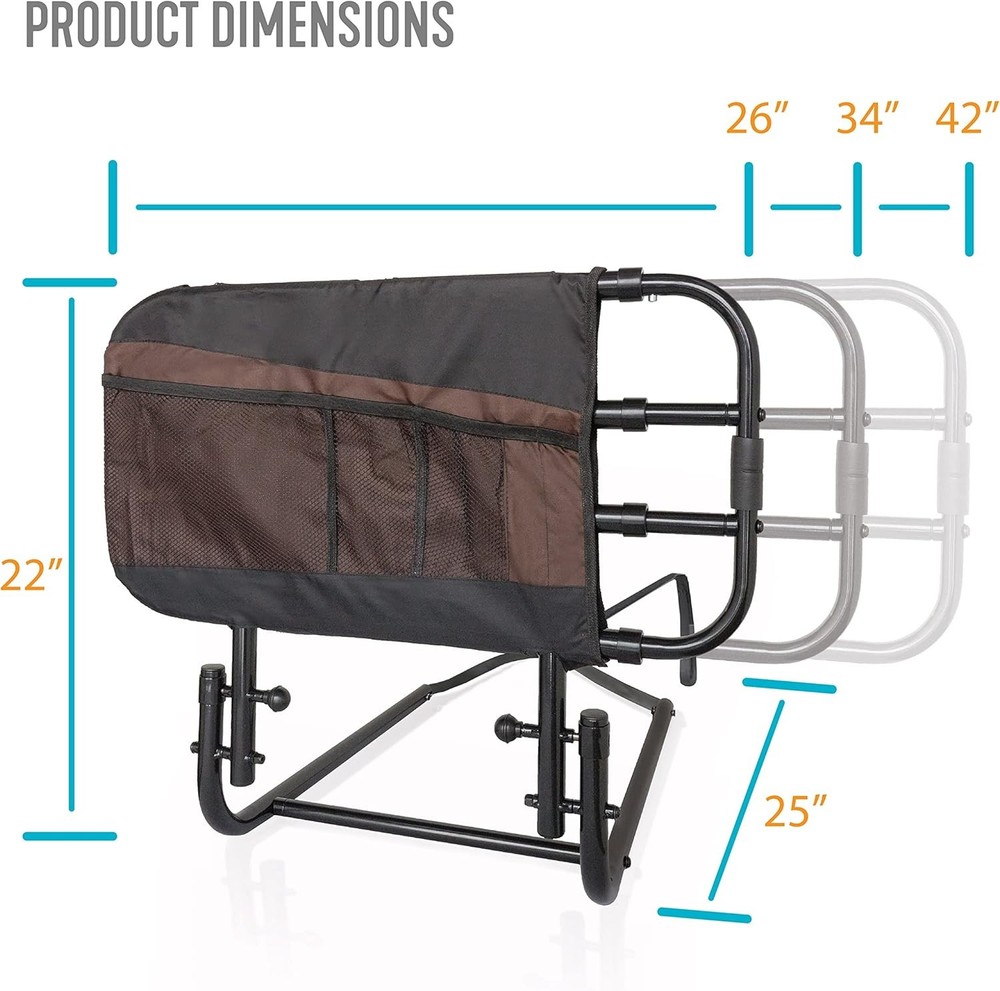 Stander EZ Adjust Bed Rail Adjustable Safety Fall Support Assist Mobility