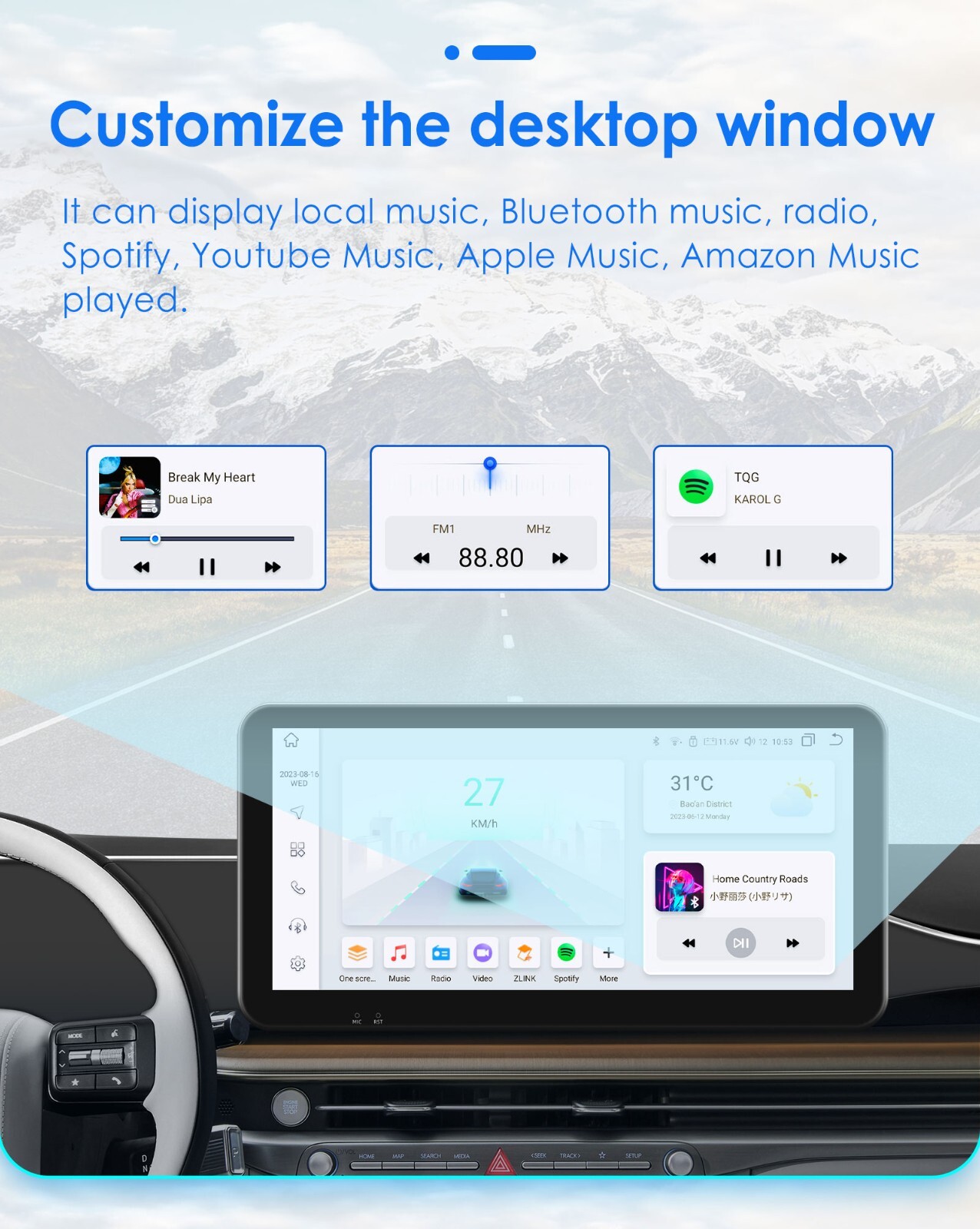 10.33” 6+64GB Android 8Core Single 1 DIN Apple Carplay Car Stereo Radio GPS DSP