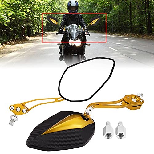 Universal Motorcycle Mirrors, Adjustable Side Mirrors, Rustproof Yellow