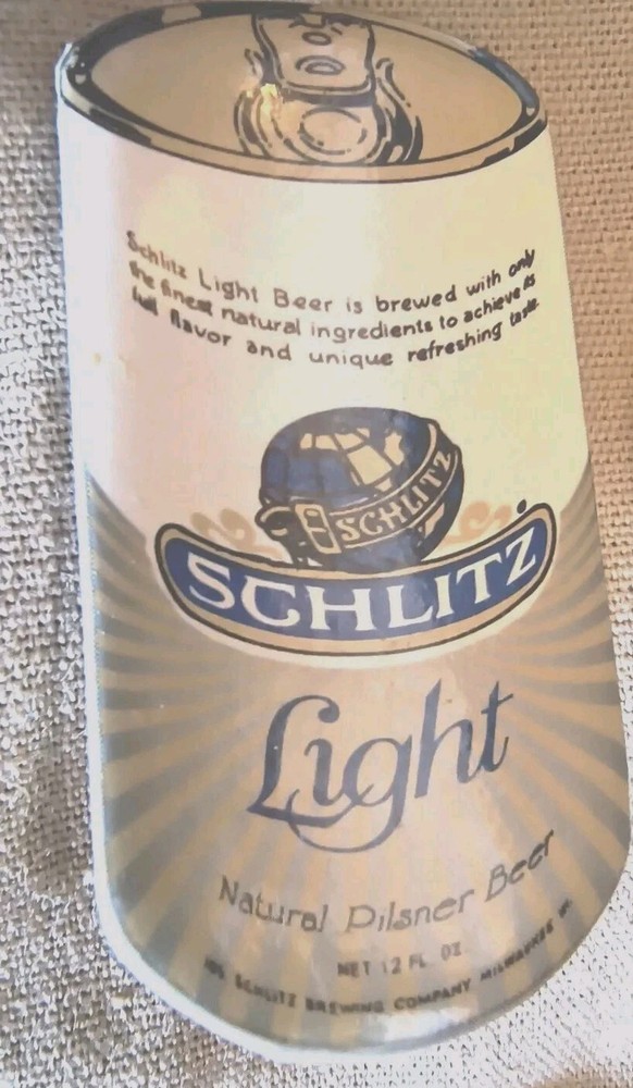 Antique Beer Can Schlitz Light Pin Advertising Button Pull Tab 2" Pin Back RARE