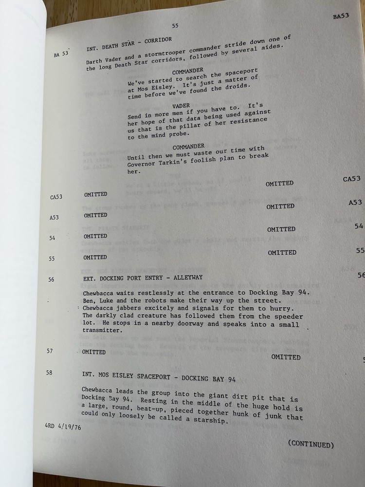 STAR WARS Authentic Movie Script Revised 4th Draft 1976 Luke Starkiller Lucas