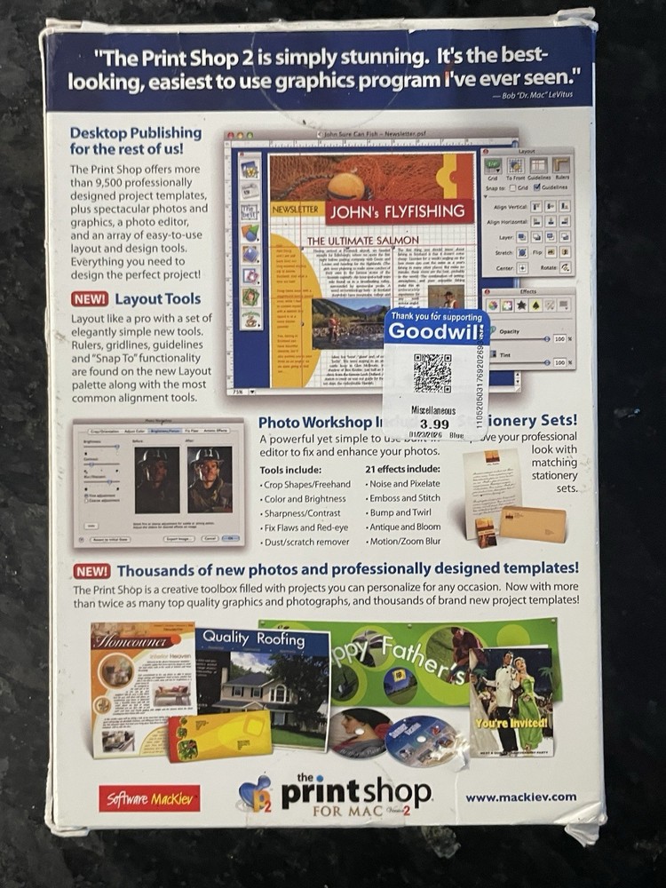 The Print Shop Brøderbund MAC Version 2 Software OS X Edition