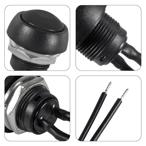10PCS 12mm Momentary Push Button Switch Mini Round Switch Waterproof 1A Black