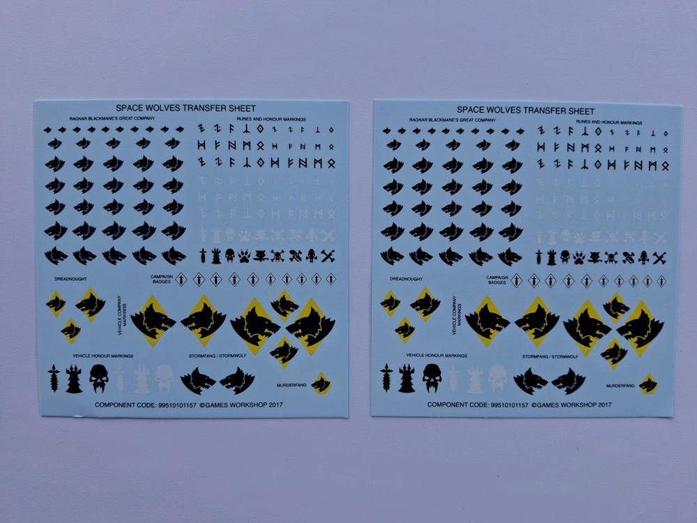 Space Wolves Space Marines Transfer Sheet - Warhammer 40K Games Workshop T318