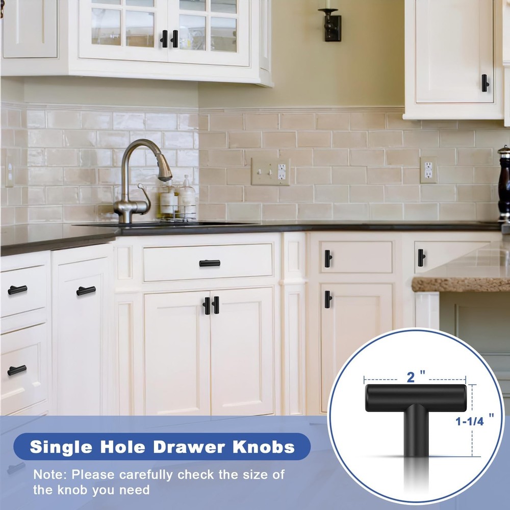 Estmoon 30 Pack Cabinet Knobs Matte Black Drawer Knobs Stainless Steel 2 Inch...
