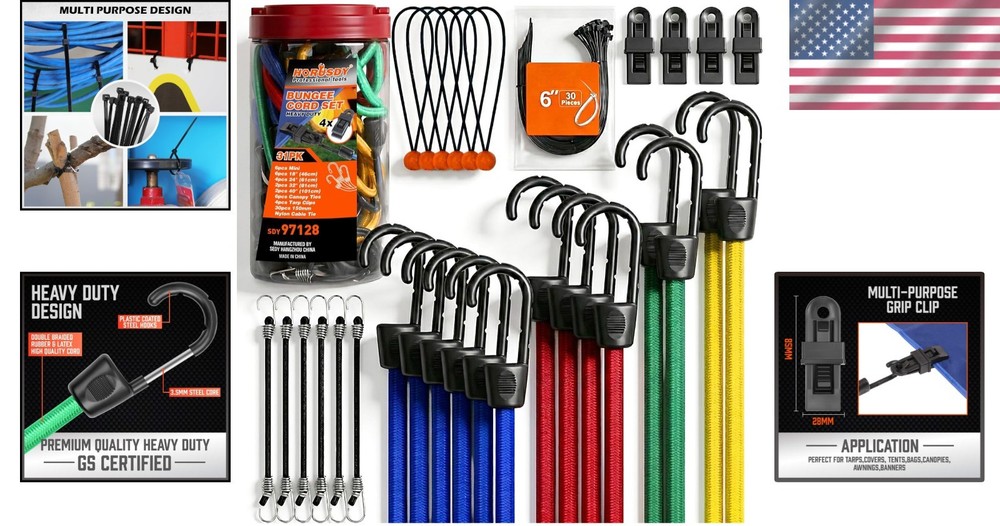 31-Piece Bungee Cords Set: Strong, Durable & Scratch-Free Solution