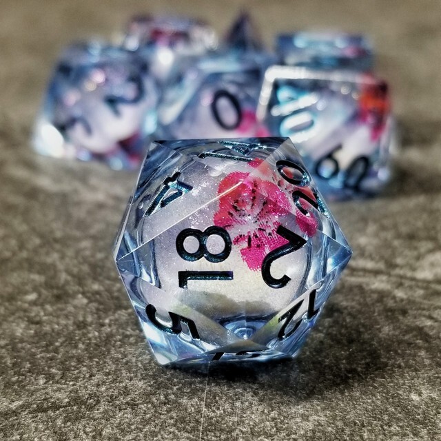 Sage's Flowered Souls Liquid Core Sharp Edge Resin Dice Set
