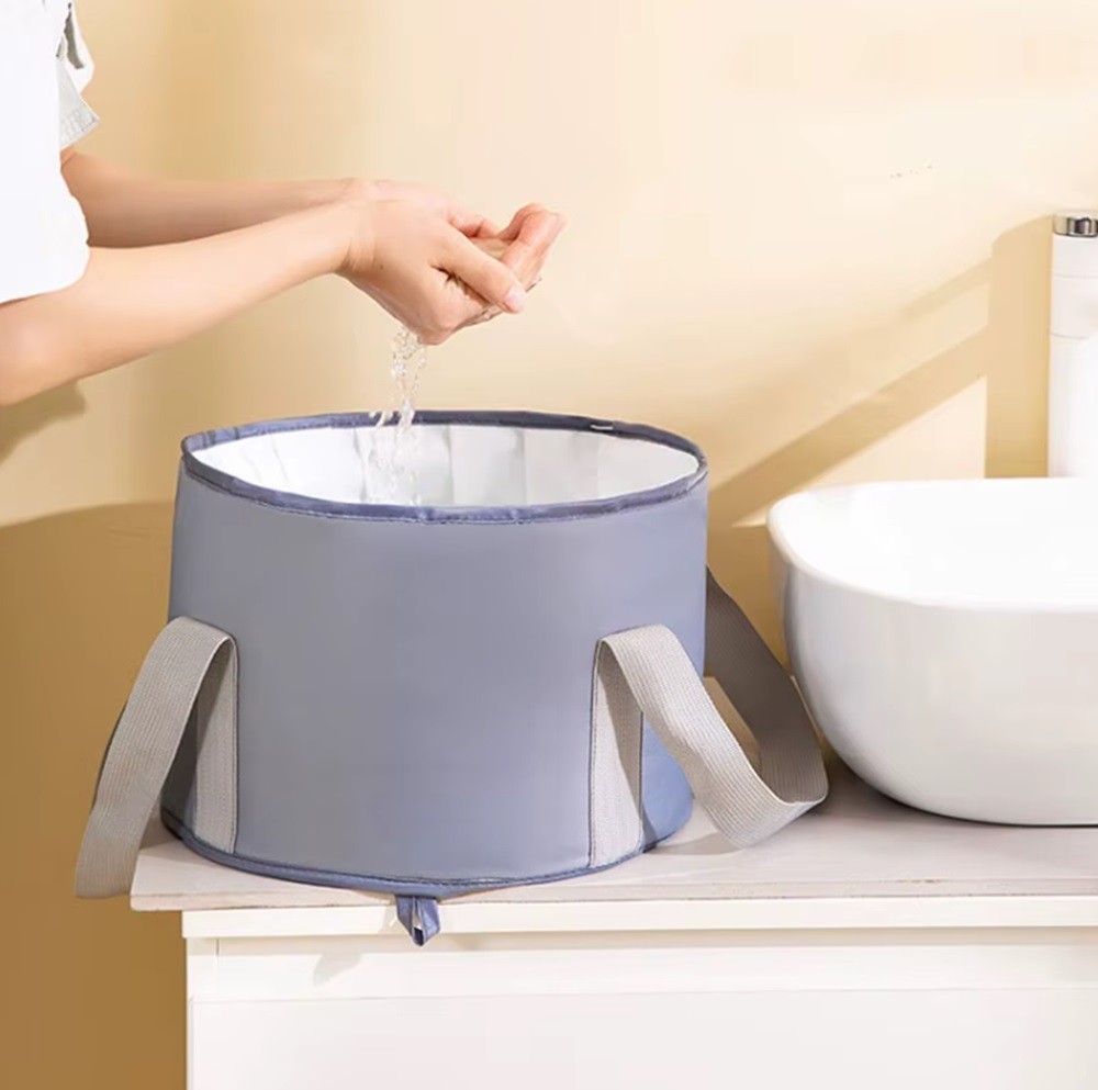 1-Set Collapsible Bucket — Portable Folding Camp Wash Basin for Camping, Hiking