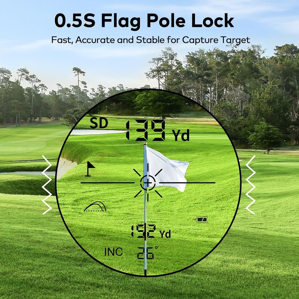 Golf Rangefinder Slope 7X Flag Lock Rechargeable Compact