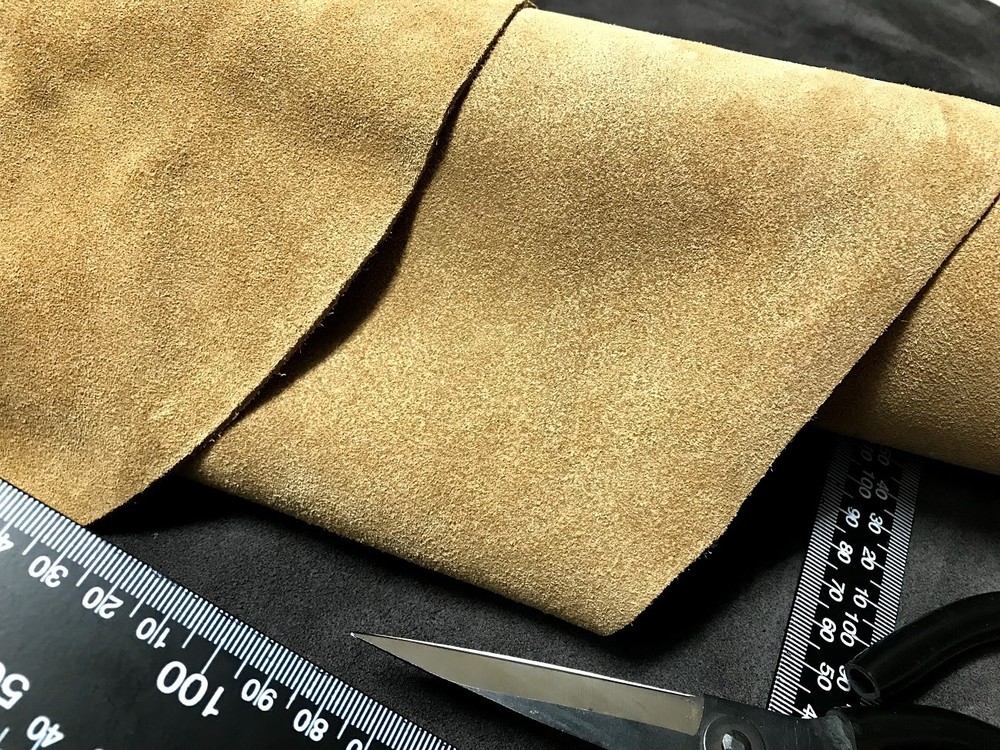 PREMIUM CAMEL BROWN/SAND BROWN SUEDE SPLIT LEATHER COWHIDE