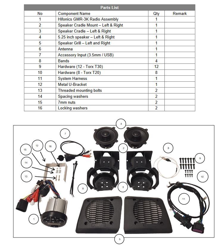 2019-2024 Genuine Kawasaki Mule PRO-MX AM/FM Bluetooth Audio System 99994-1186
