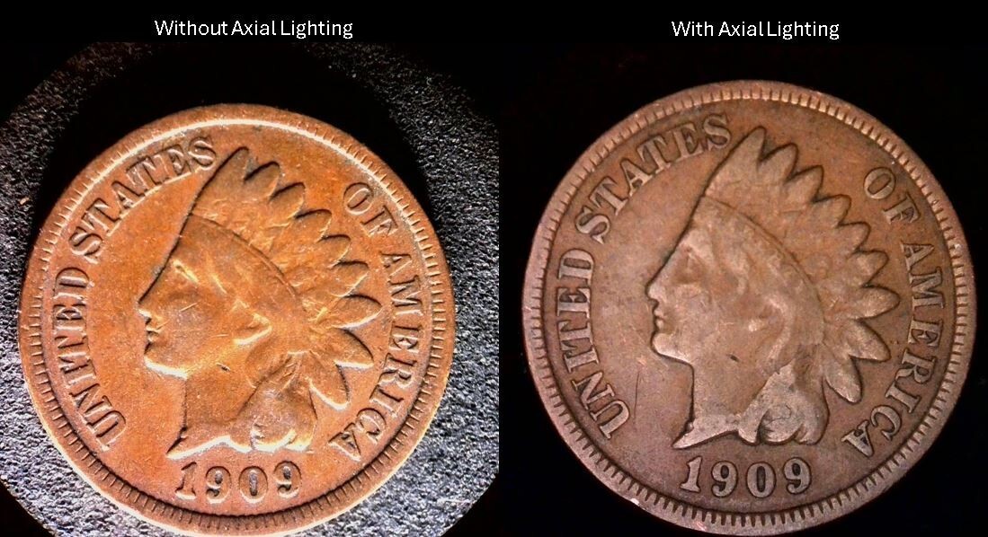 Axial Lighting Cube with diffuser for coin photography with Pro Photo Glass