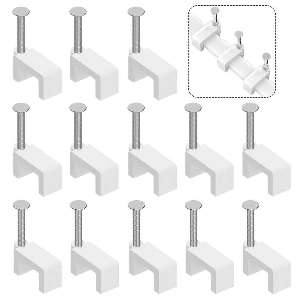 Cable Clips Nail in Cable Clips 100 Pcs 8mm Flat Ethernet Cable Wall Clips Ca...
