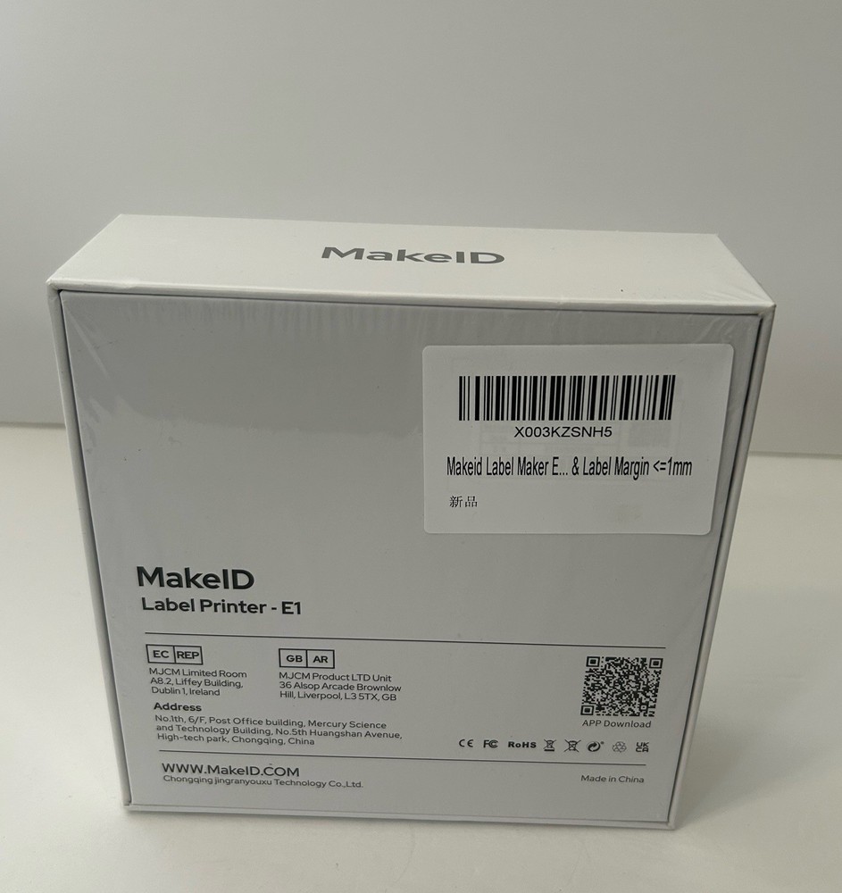 Make ID Label Maker E1 Thermal Printer LCD Screen - Prints 9mm, 12mm, 16mm Clear