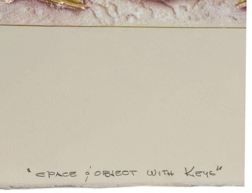⭕️ LUIS MAZORRA ARTIST PROOF SIGNED SPACE OBJECT WITH KEYS EMBOSSED MIXED MEDIA